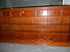 Large Pine Welsh Dresser Back with Two Shelves and Seven Drawers