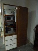 Oak Wardrobe with Mirrored Door and Three Drawers