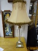 Brass and Glass Table Lamp with Shade