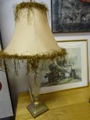 Brass and Glass Table Lamp with Shade