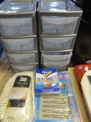 Two Three Drawer Storage Units, a Bath Pillow, Silicone Sealant Kits, etc.