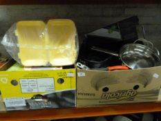 Two Boxes of Kitchenalia and a Packet of Takeaway Packaging