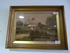 Gilt Framed Painting of a Cottage