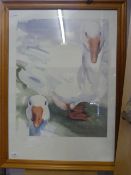 Pine Framed Print of Geese