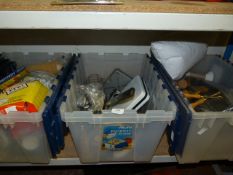 THree Boxes of Dust Masks, Inspection Lamps, Painters Accessories, etc.