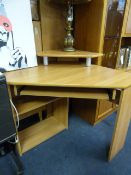 Simulated Teak and Silver Corner Computer Desk