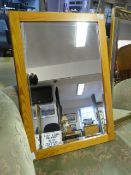 Pine Framed Bevelled Glass Mirror