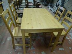 Simulated Pine Rectangular Table with Four Ladderback Chairs