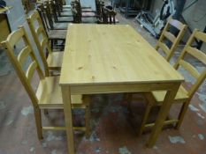 Simulated Pine Rectangular Table with Four Ladderback Chairs