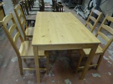 Simulated Pine Rectangular Table with Four Ladderback Chairs
