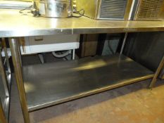 *Stainless Steel Preparation Table with Undershelf on Tubular Legs