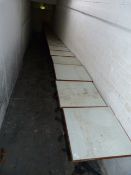 *Seventeen Square and One Rectangular Dining Tables on Tubular Steel Pedestals