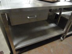 Mobile Stainless Steel Preparation Table with Undershelf and Drawer