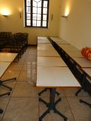 *Ten Square Dining Tables on Tubular Steel Pedestals