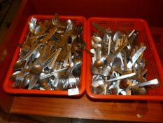 *Two Baskets Containing Stainless Steel Cutlery