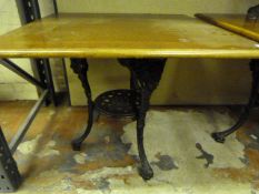 Reproduction Britannia Style Cast Iron Table Base with Square Wood Top