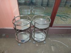 *Two Circular Two Teir Stainless Steel Trolleys