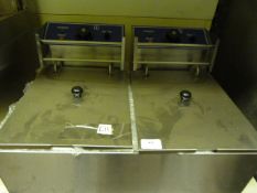 *Stainless Steel Countertop Electric Two Basket, Two Compartment Fryer E11