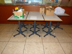 *Seven Square Dining Tables on Tubular Steel Pedestals