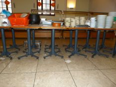 *Twelve Square Dining Tables on Tubular Steel Pedestals