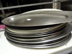 Fourteen Stainless Steel Oval Platters