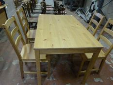Simulated Pine Rectangular Table with Four Ladderback Chairs