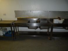 *Stainless Steel Commercial Double Sink Unit with Left Hand Drainer, Undershelf and Taps