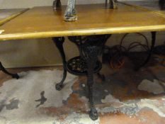 Reproduction Britannia Style Cast Iron Table Base with Square Wood Top