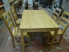 Simulated Pine Rectangular Table with Four Ladderback Chairs