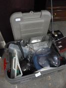 Box Containing Digital Scales, Pan and a Storage Jar