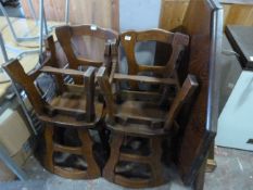 Set of Four Solid Oak Dining Chairs and a Hexagonal Dining Table