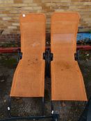 Pair of Orange Sun Loungers