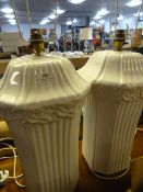 Two White Pottery Table Lamps