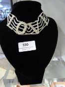 Stone Set White Metal Necklace 