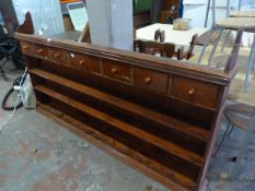 Large Pine Wall Hanging Plate Rack with Drawers