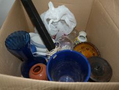 Box Containing Pottery, Lamps and Glassware