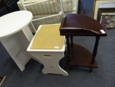 White Occasional Table, Stool and a Corner Shelf