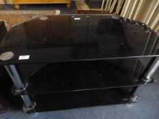 Three Tier Black Glass TV Cabinet