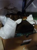 Box Containing Pottery and Brass Vases, Teapots, Shire Horse, Etc.