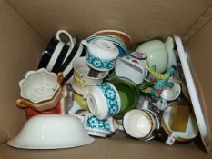 Box Containing Mugs, Mixing Bowls, Jugs, Etc