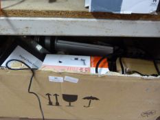 Box Containing Brass Door Furniture, Extension Leads, Can Opener, Etc