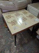 Tile Topped Occasional Table and a Linen Basket