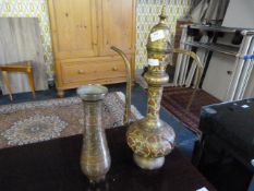 Indian Brass Water Jug and a Vase