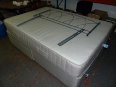 Double Bed Base and Silvered Metal Headboard