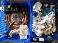 Two Boxes Containing Decorative Tea Ware, Glassware and Plates