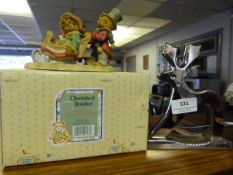 Cherished Teddy Figurine and Chrome Deer Nutcracker
