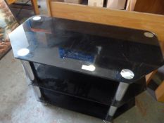 Three Teir Black Glass TV Unit