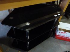 Three Teir Black Glass TV Stand