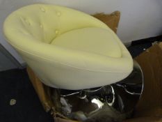 Pair of Chrome and Cream Bar Stools (No Fittings)