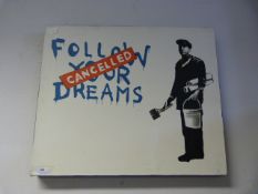 Banksy Style Oil on Canvas 